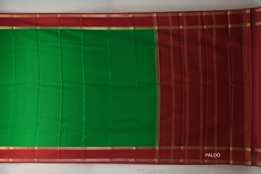 Forest green with red Mysore Silk Saree by Shreenivas Silks PSSR019216