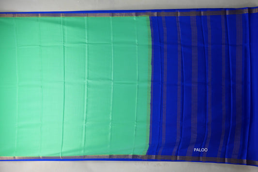 Light Emerald Green with royal blue Mysore Silk Saree by Shreenivas Silks PSSR019217