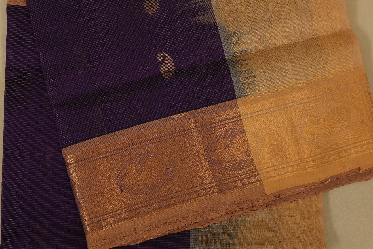 Purple with sandal Borders Silk Cotton Saree border