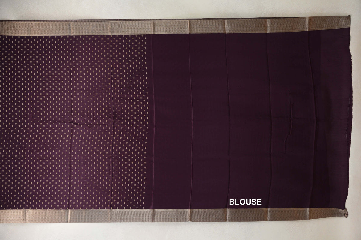 Deep Plum Purple Mysore Silk Saree blouse