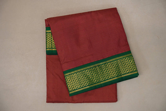Reddish Maroon with deep green Ten Yards Silk Saree by Shreenivas Silks PSSR019224