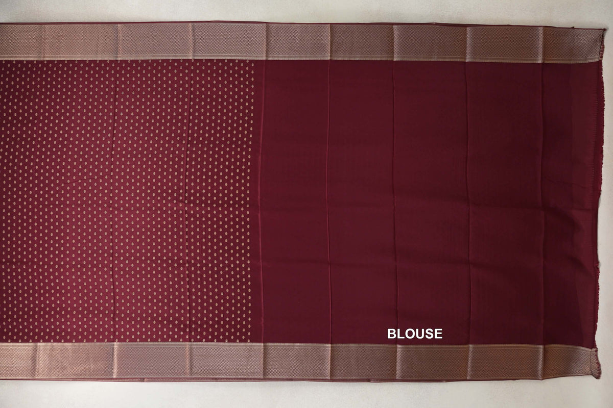 Deep Maroon Mysore Silk Saree  blouse