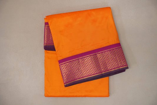 Mango Orange with magenta borders Ten Yards Silk Saree by Shreenivas Silks PSSR019227