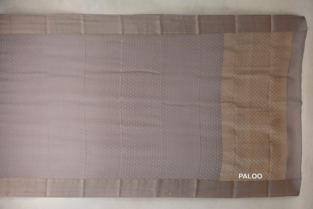 Dark Beige Mysore Silk Saree paloo