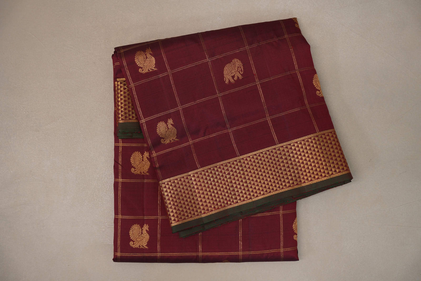 Reddish Maroon Ten Yards Silk Saree by Shreenivas Silks PSSR019228