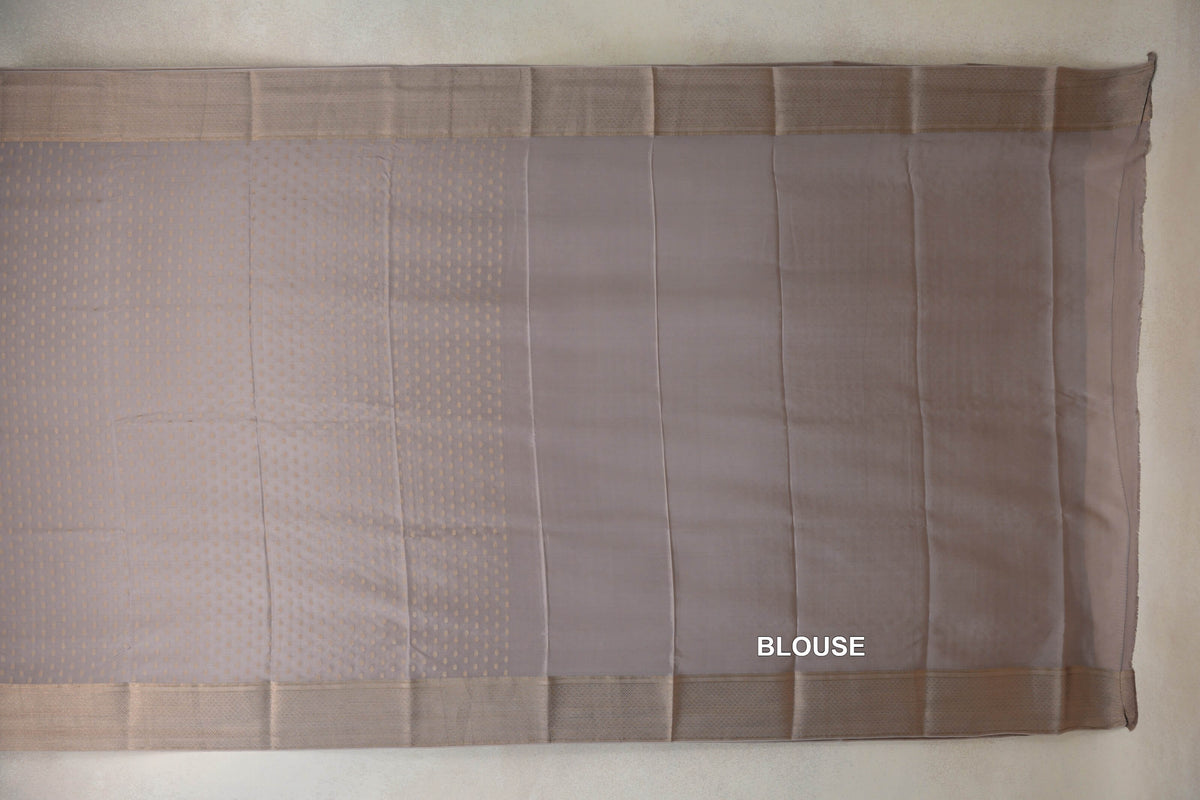 Dark Beige Mysore Silk Saree blouse