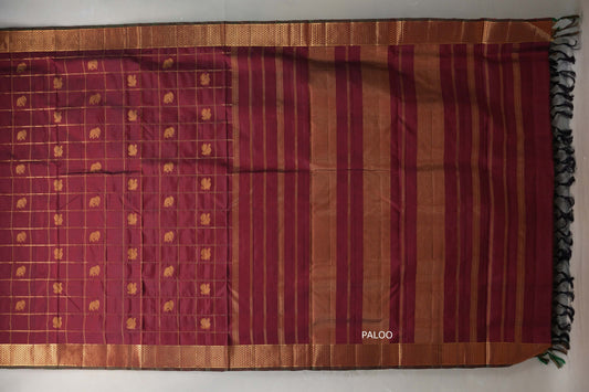 Reddish Maroon Ten Yards Silk Saree by Shreenivas Silks PSSR019228