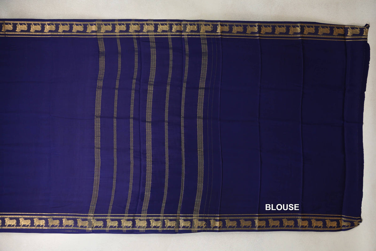 Deep Blue Mysore Silk Saree blouse