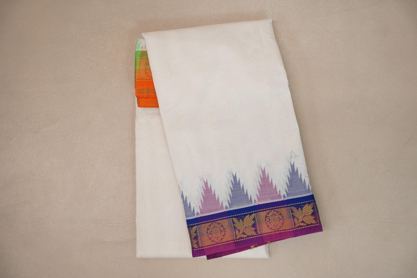 9 Mulam Cotton Muhurtham Dhoti with 5 Mulam Angavastram by Shreenivas Silks PSSR01DH099