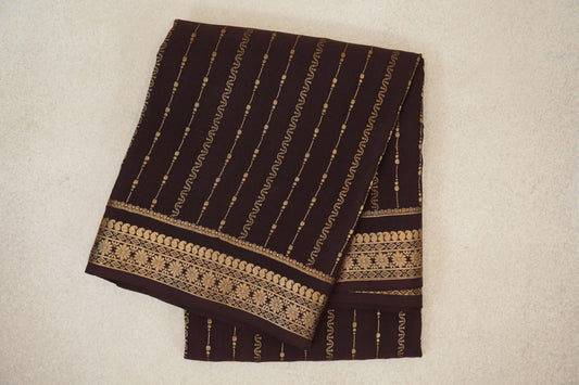 folded Coffee Bean Brown Mysore Silk Saree