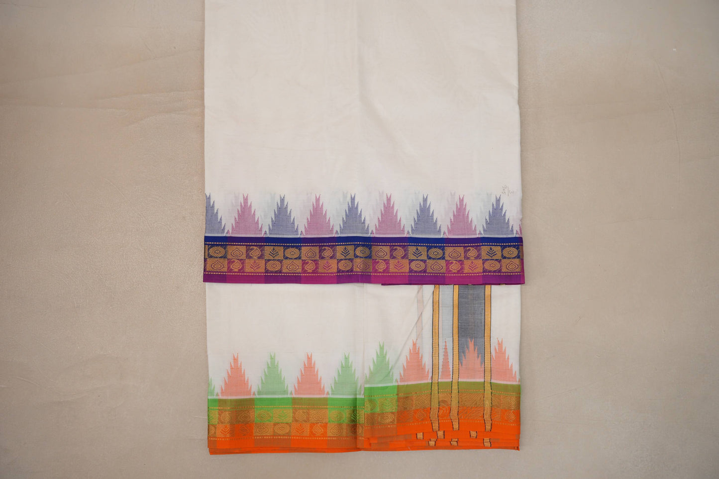 9 Mulam Cotton Muhurtham Dhoti with 5 Mulam Angavastram by Shreenivas Silks PSSR01DH100