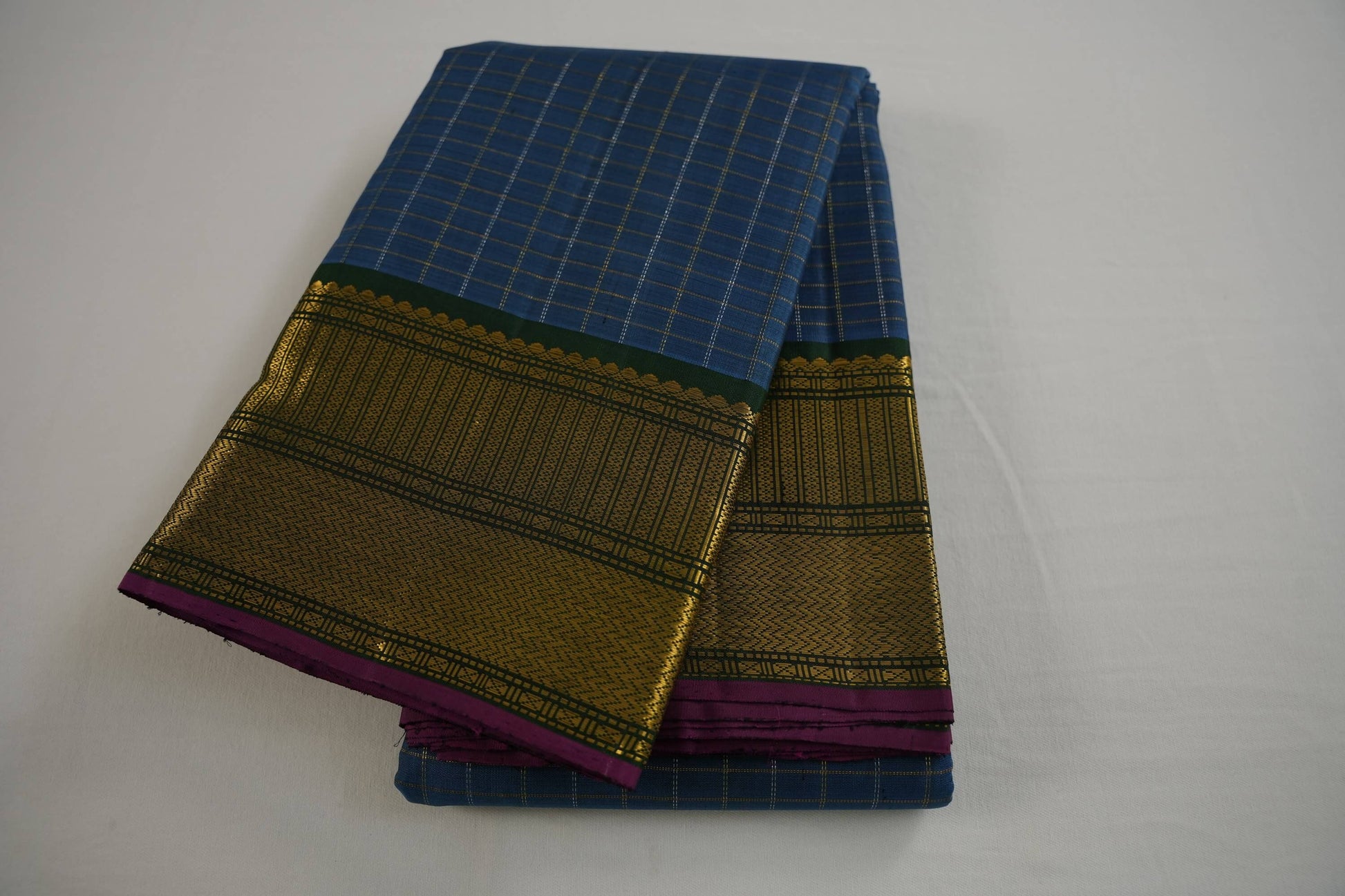 Peacock blue kanchipuram silk saree