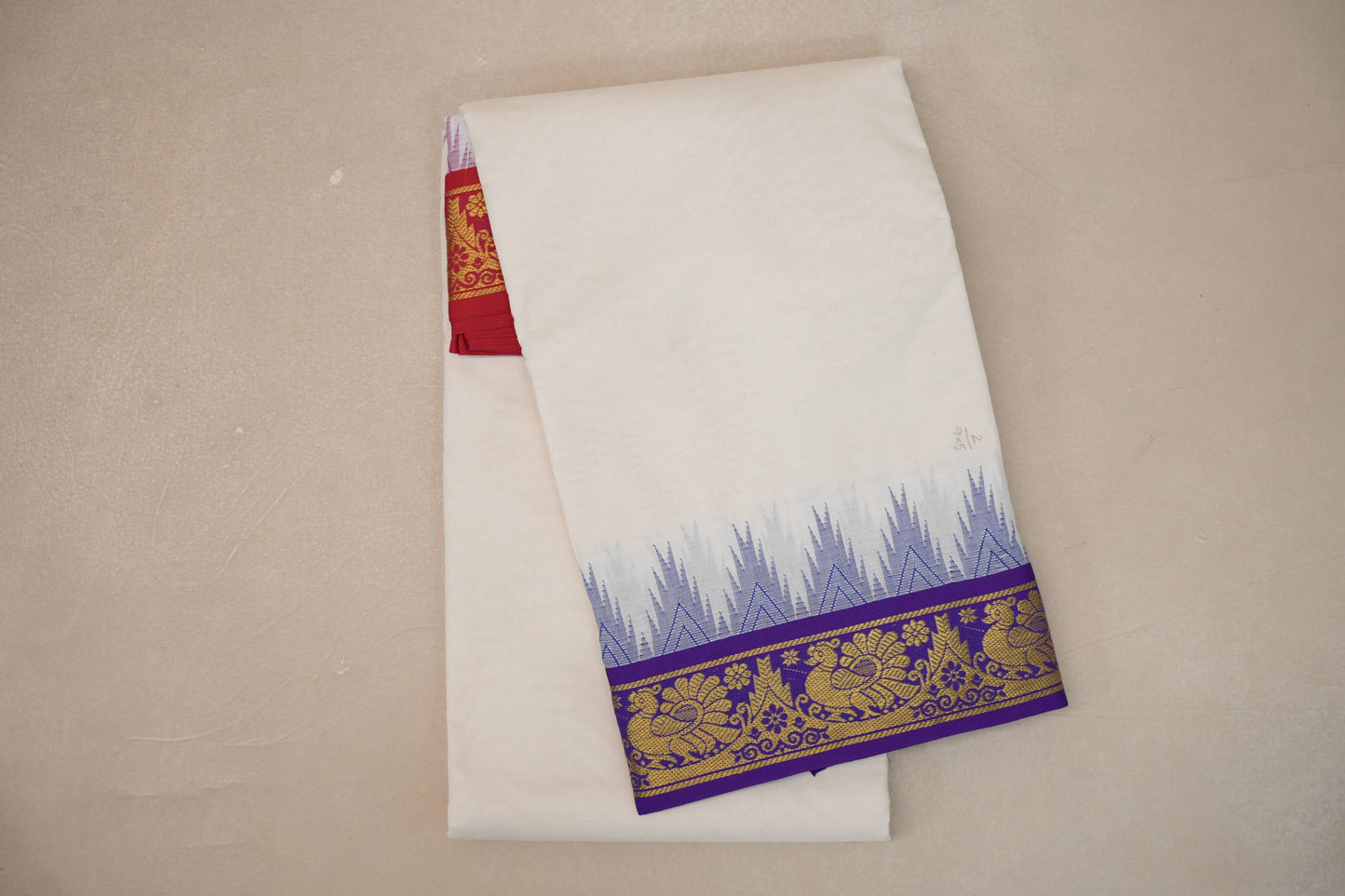 9 Mulam Cotton Muhurtham Dhoti with 5 Mulam Angavastram by Shreenivas Silks PSSR01DH101