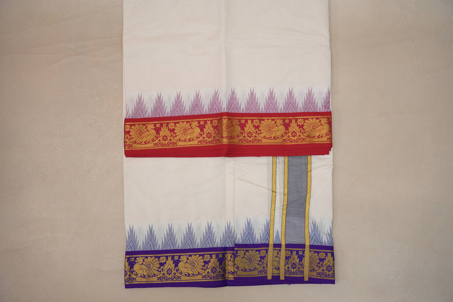 9 Mulam Cotton Muhurtham Dhoti with 5 Mulam Angavastram by Shreenivas Silks PSSR01DH101