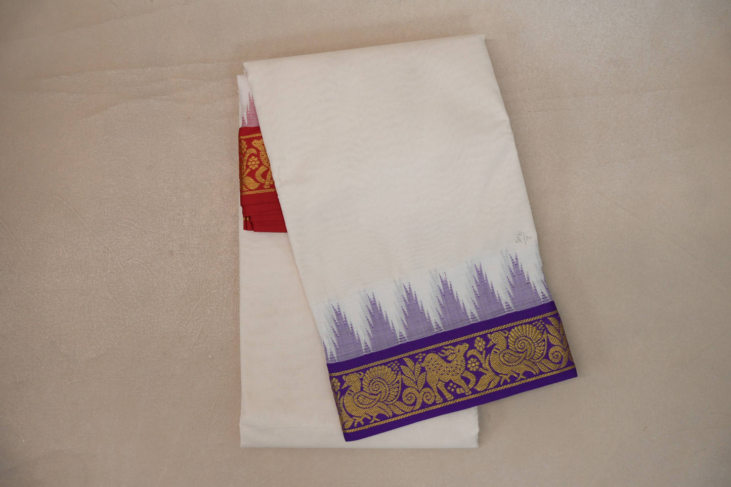9 Mulam Cotton Muhurtham Dhoti with 5 Mulam Angavastram by Shreenivas Silks PSSR01DH102