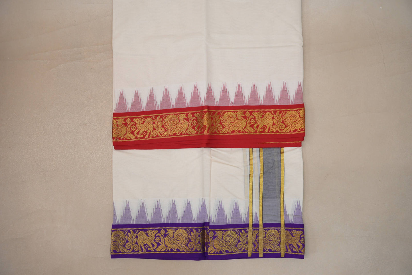9 Mulam Cotton Muhurtham Dhoti with 5 Mulam Angavastram by Shreenivas Silks PSSR01DH102