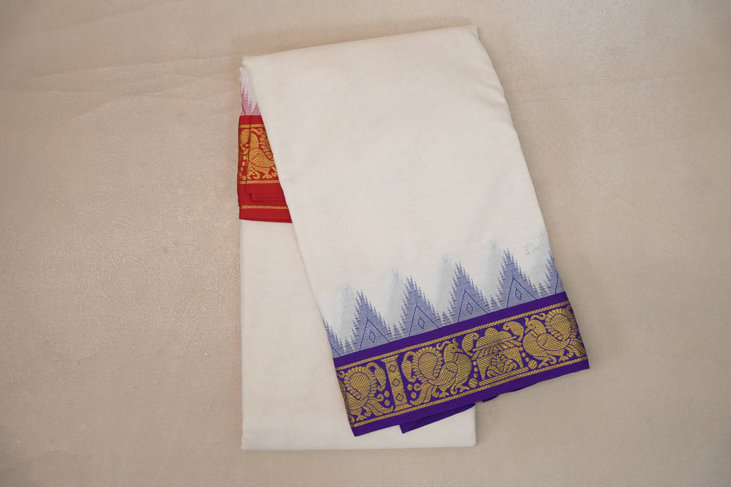 9 Mulam Cotton Muhurtham Dhoti with 5 Mulam Angavastram by Shreenivas Silks PSSR01DH103