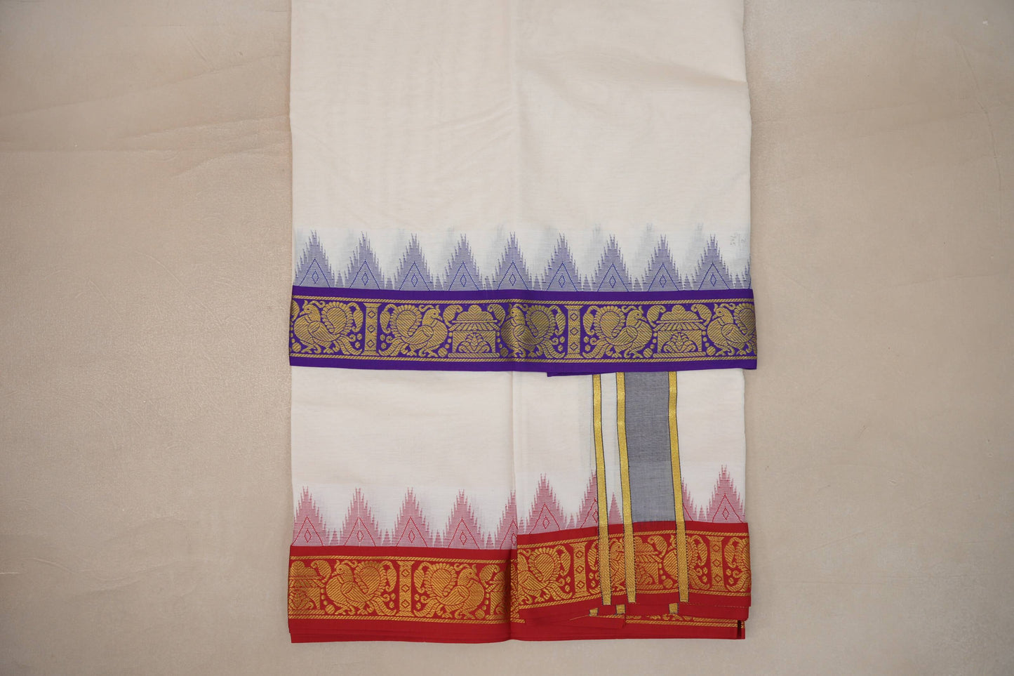 9 Mulam Cotton Muhurtham Dhoti with 5 Mulam Angavastram by Shreenivas Silks PSSR01DH103