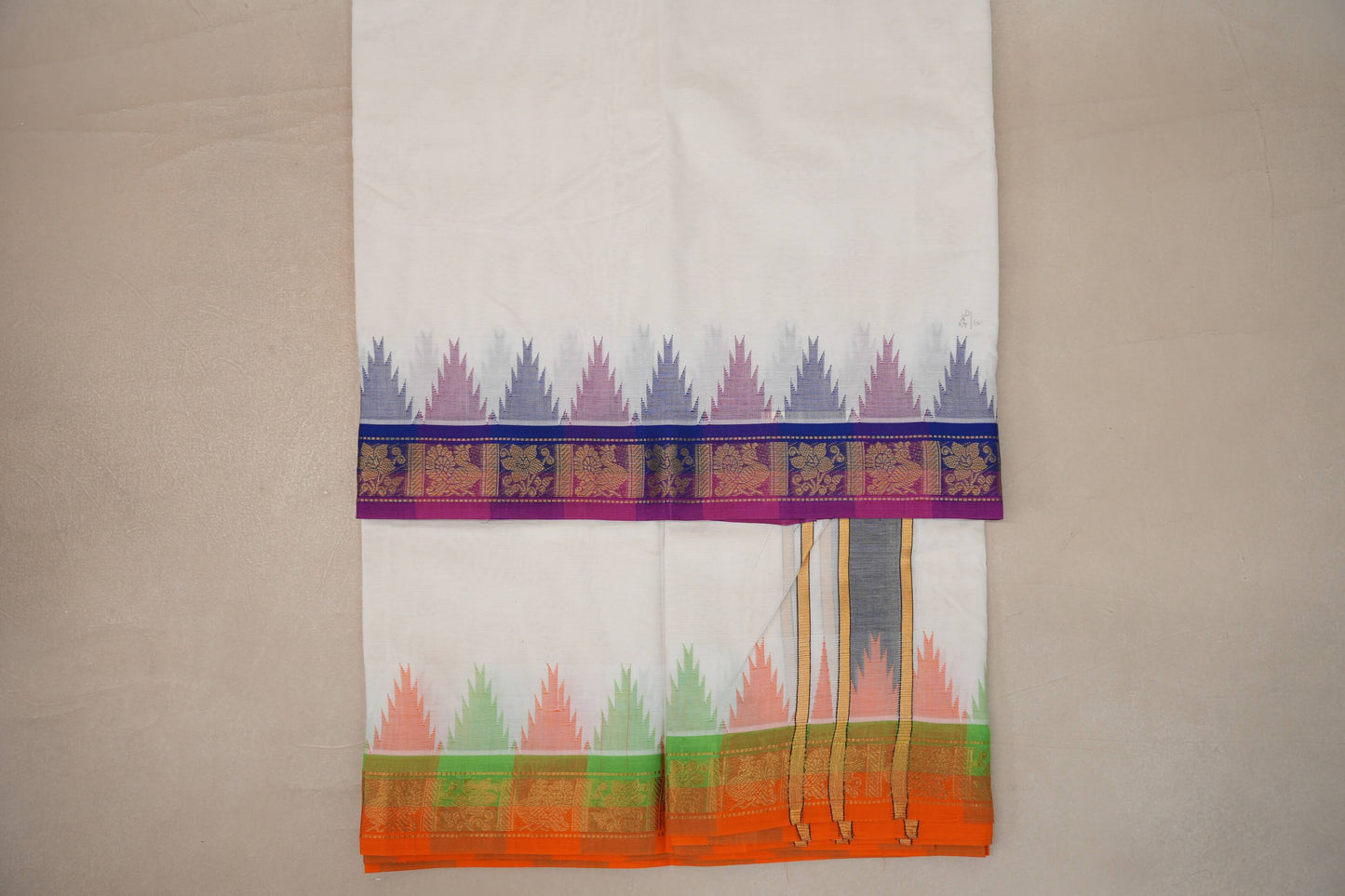 9 Mulam Cotton Muhurtham Dhoti with 5 Mulam Angavastram by Shreenivas Silks PSSR01DH104