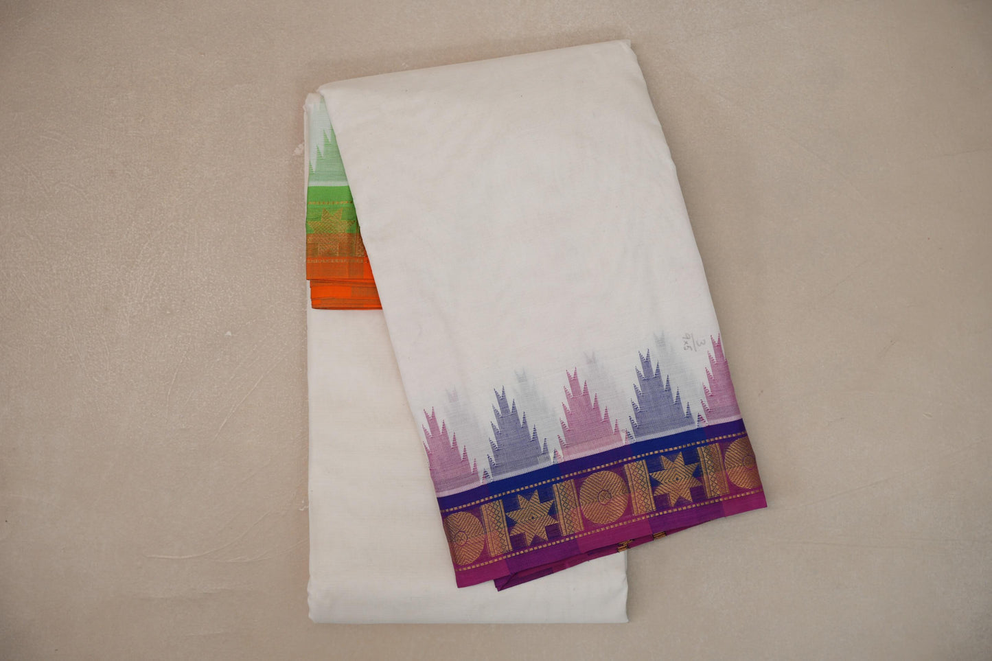 9 Mulam Cotton Muhurtham Dhoti with 5 Mulam Angavastram by Shreenivas Silks PSSR01DH105