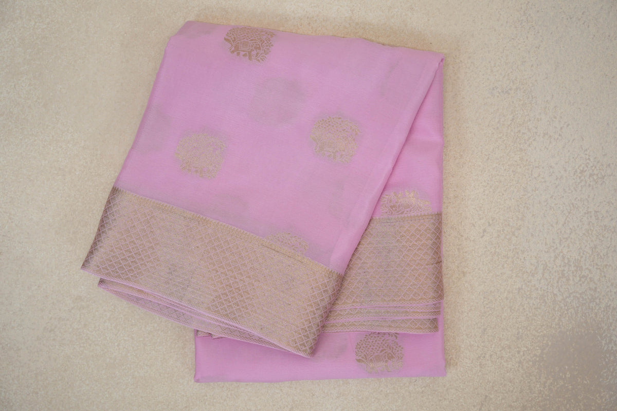 Baby Pink Mysore Silk Saree folded 