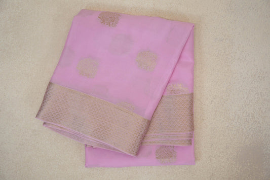 Baby Pink Mysore Silk Saree folded 
