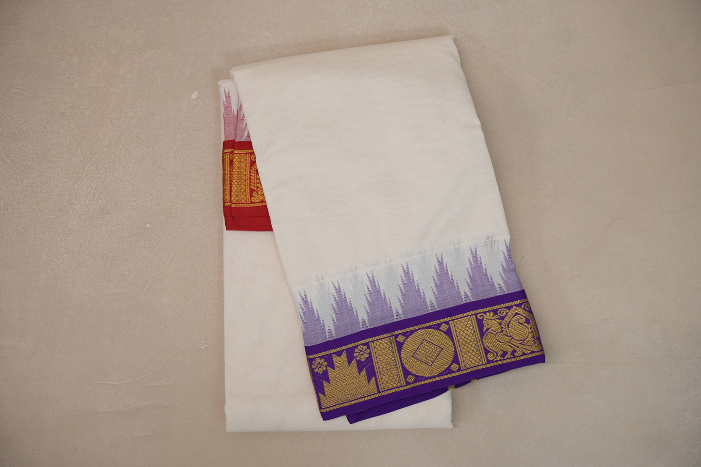 9 Mulam Cotton Muhurtham Dhoti with 5 Mulam Angavastram by Shreenivas Silks PSSR01DH107