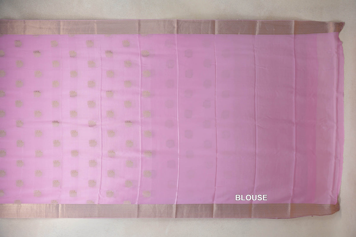 Baby Pink Mysore Silk Saree blouse