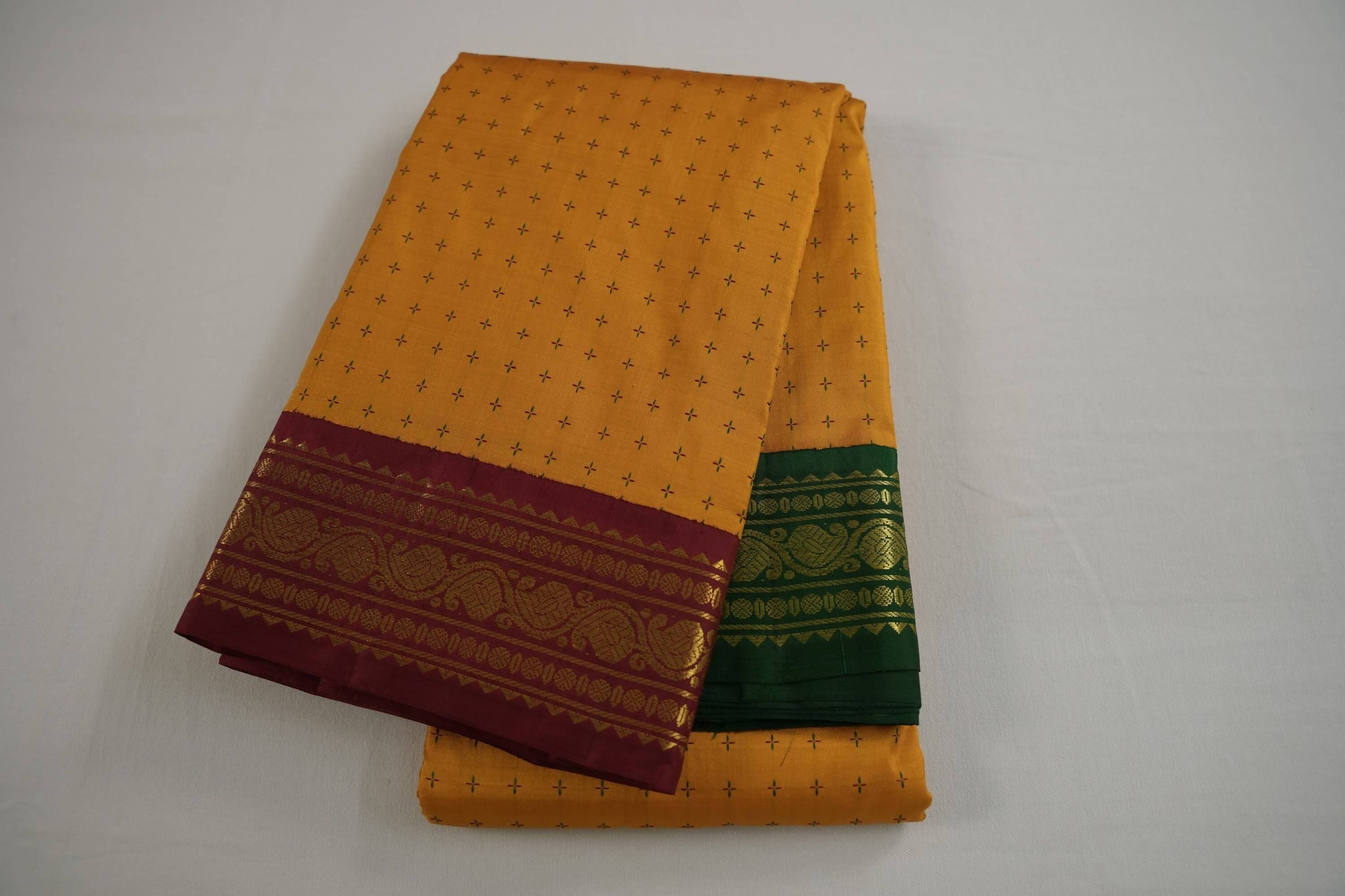 Mustard kanchipuram silk saree