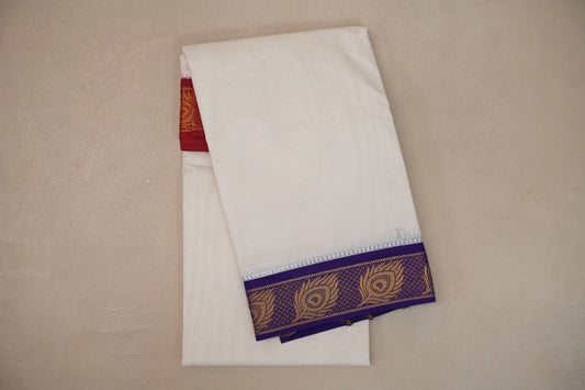 9 Mulam Cotton Muhurtham Dhoti with 5 Mulam Angavastram by Shreenivas Silks PSSR01DH109 - Parisera