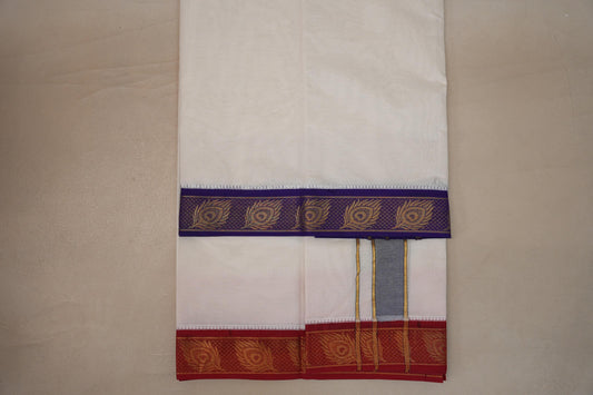 9 Mulam Cotton Muhurtham Dhoti with 5 Mulam Angavastram by Shreenivas Silks PSSR01DH109 - Parisera