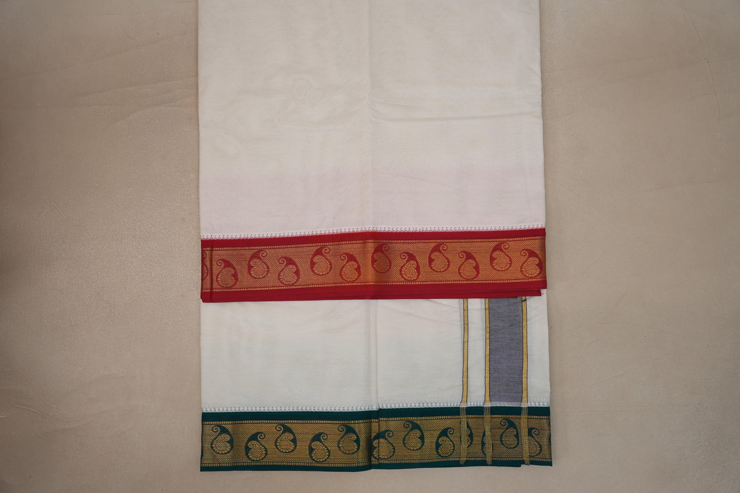 9 Mulam Cotton Muhurtham Dhoti with 5 Mulam Angavastram by Shreenivas Silks PSSR01DH110