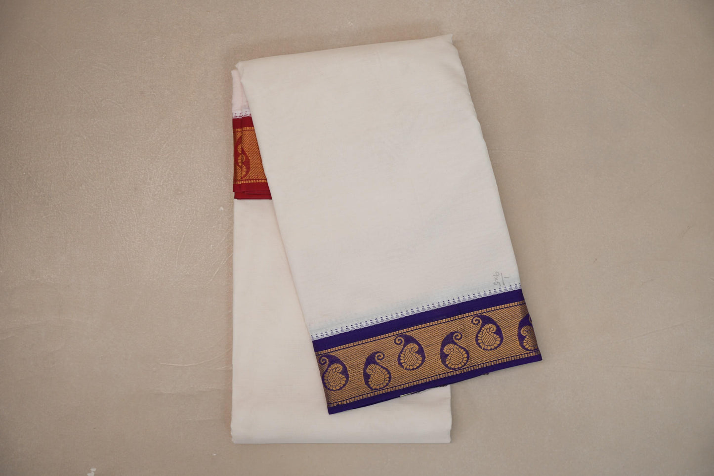 9 Mulam Cotton Muhurtham Dhoti with 5 Mulam Angavastram by Shreenivas Silks PSSR01DH111