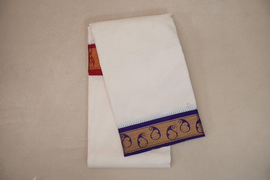 9 Mulam Cotton Muhurtham Dhoti with 5 Mulam Angavastram by Shreenivas Silks PSSR01DH111 - Parisera