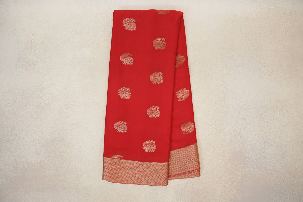 Bright Red Mysore Silk Saree online
