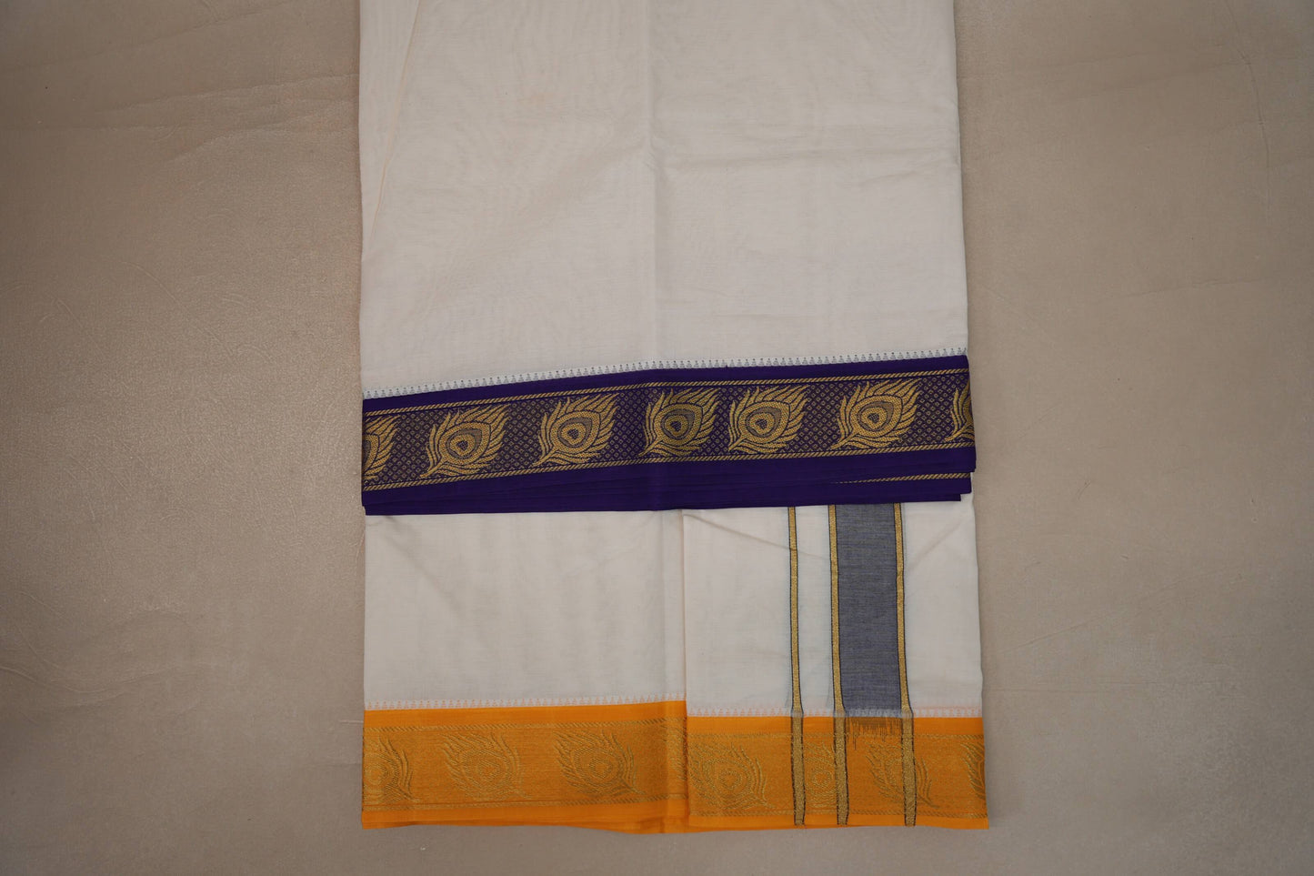 9 Mulam Cotton Muhurtham Dhoti with 5 Mulam Angavastram by Shreenivas Silks PSSR01DH112