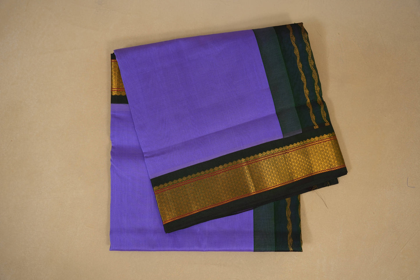 Lavender with Bottle Green Borders Silk Cotton Saree