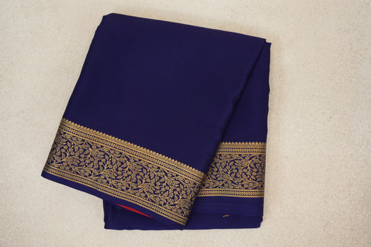 folded Deep Blue Mysore Silk Saree