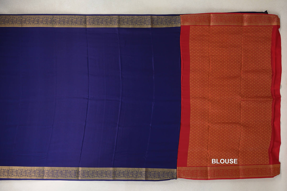 Deep Blue Mysore Silk Saree blouse