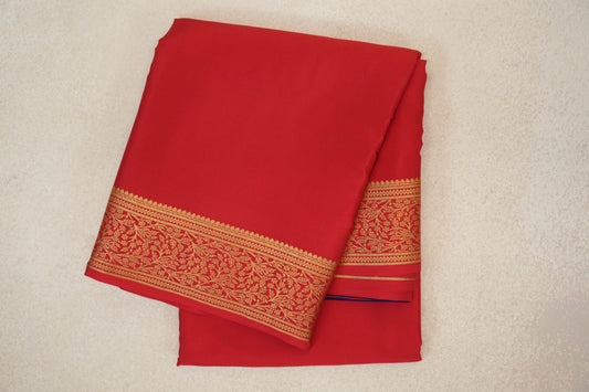 folded Bright Red Mysore Silk Saree