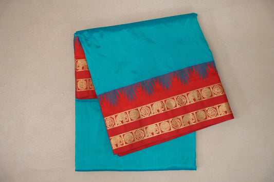 blue Ten Yards Silk saree folded 