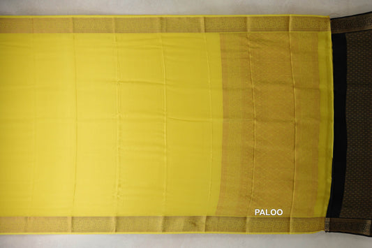 Lemon Yellow Mysore Silk Saree paloo