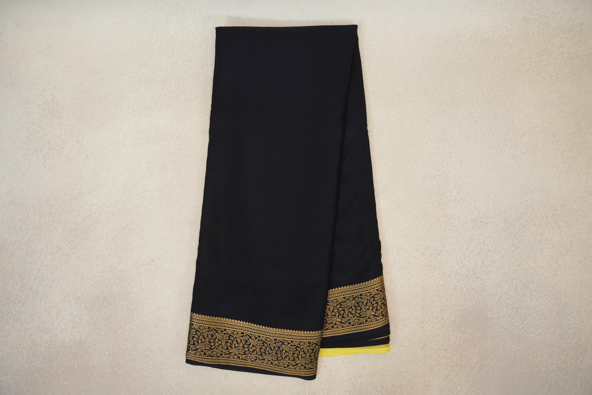 Jet Black Mysore Silk Saree online
