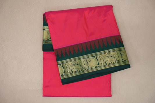 Bright blue Ten Yards Silk saree  folded