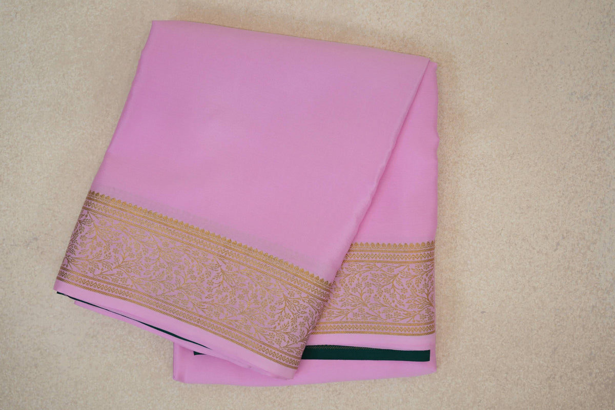 folded Pastel Pink Mysore Silk Saree