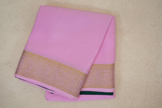 folded Pastel Pink Mysore Silk Saree