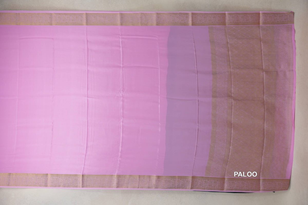 Pastel Pink Mysore Silk Saree paloo