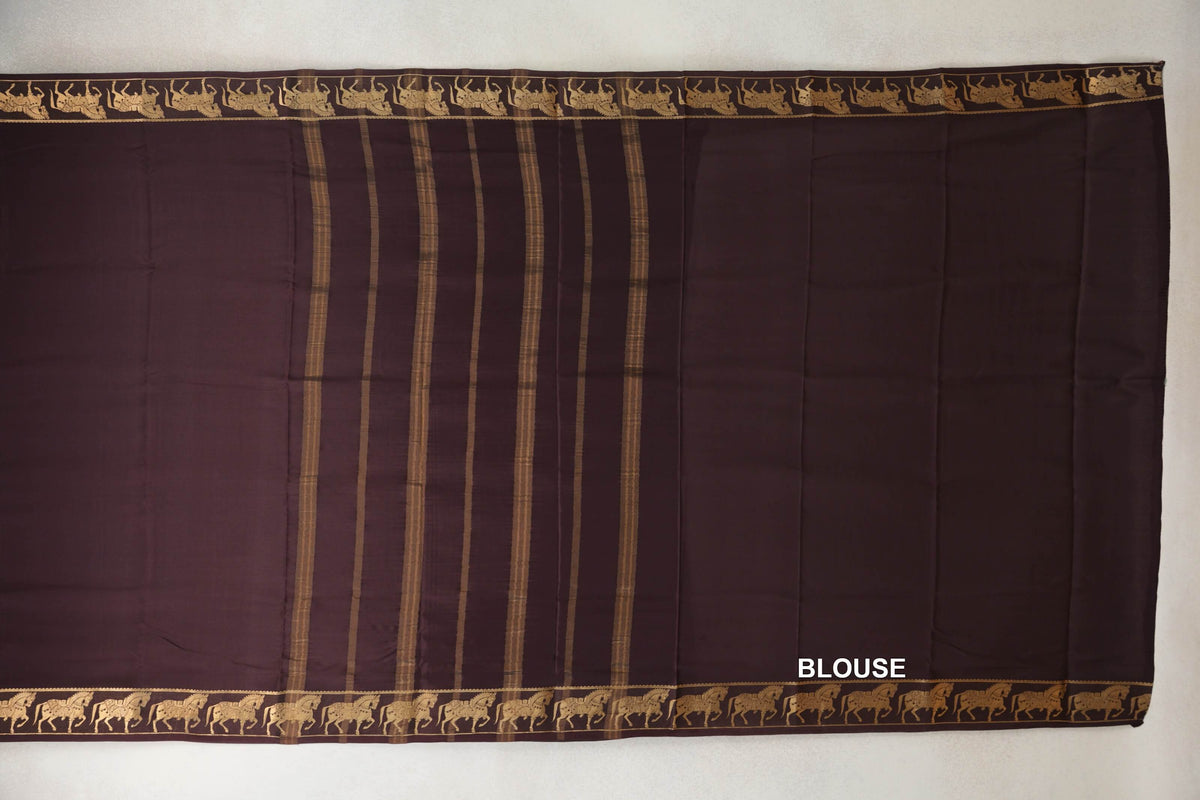 Coffee Bean Brown Mysore Silk Saree by Shreenivas Silks PSSR0110351