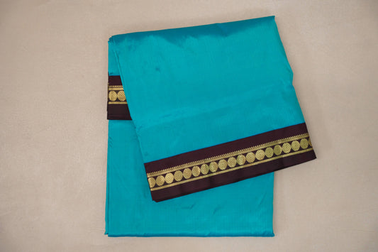 folded aqua blue Ten Yards Silk Saree 