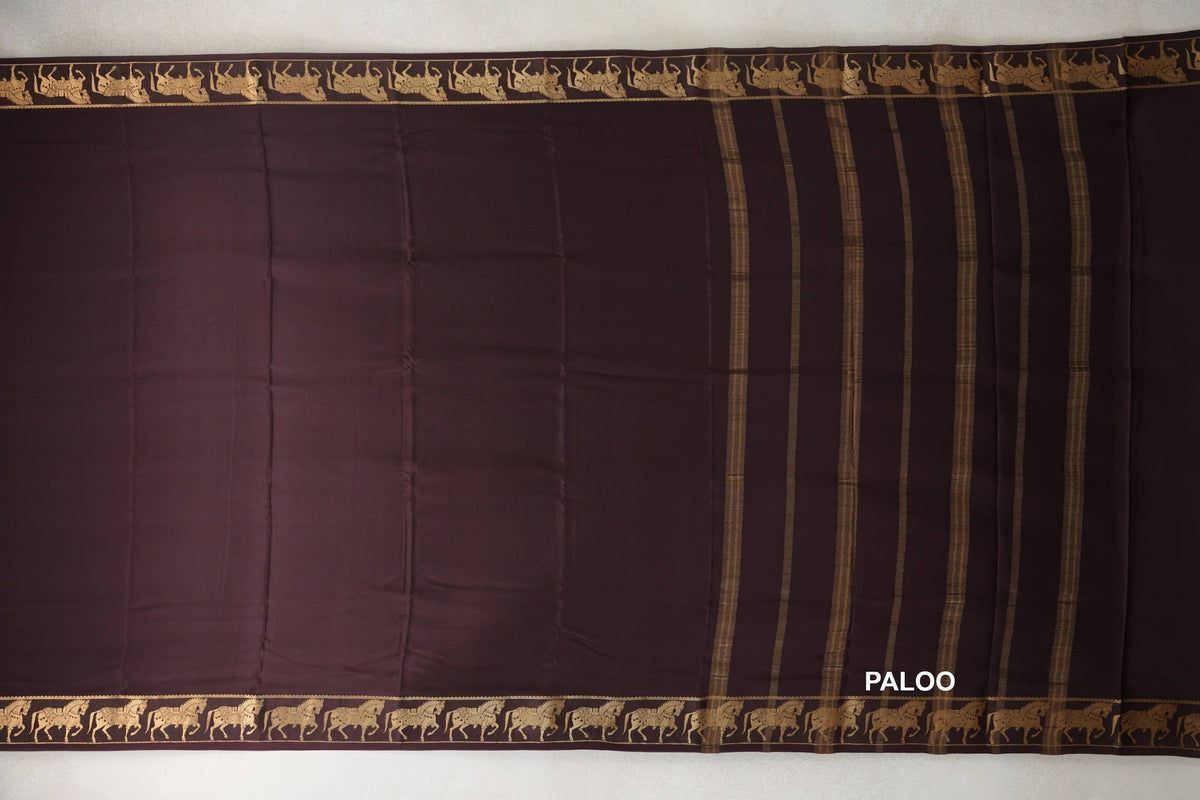 Coffee Bean Brown Mysore Silk Saree by Shreenivas Silks PSSR0110351